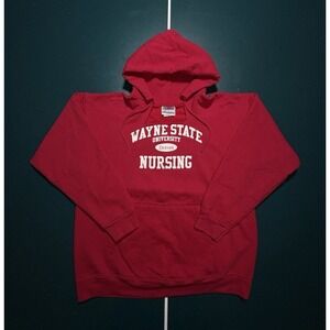Vintage Wayne State University Nursing Hoodie Sweatshirt Men's Large Detroit 90s
